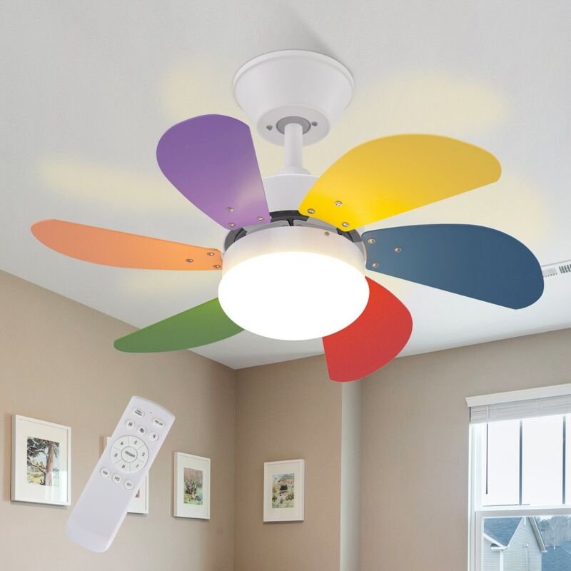 GBLY Deckenventilator Mit Beleuchtung und Fernbedienung Leise - Deckenlampe Wohnzimmer 6 Flügeln Ø75 cm Ventilator Timin...