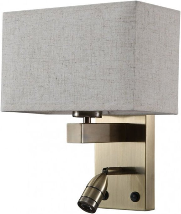 Wandlampe 3w 4000k +1xe27 gabriel leder/beige lampenschirm 285lm 31x26x15,5cm duale zündung