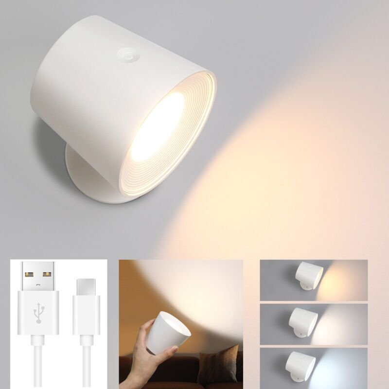 Wandlampe led Wandleuchte Innen: Gbly Wandbeleuchtung Ohne Stromanschluss mit Schalter Akku Leselampe , Touch Dimmbar Wa...