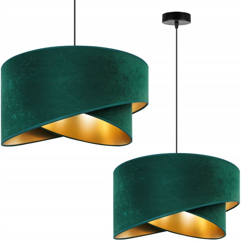 Hängelampe Deckenleuchter Goldener Samt Lampenschirm