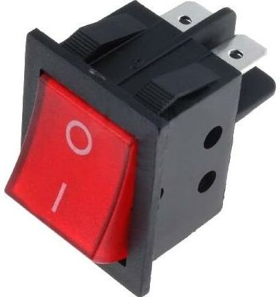 AUS-EIN-Wippschalter Bipolar ROT 15A (nicht leuchtend)