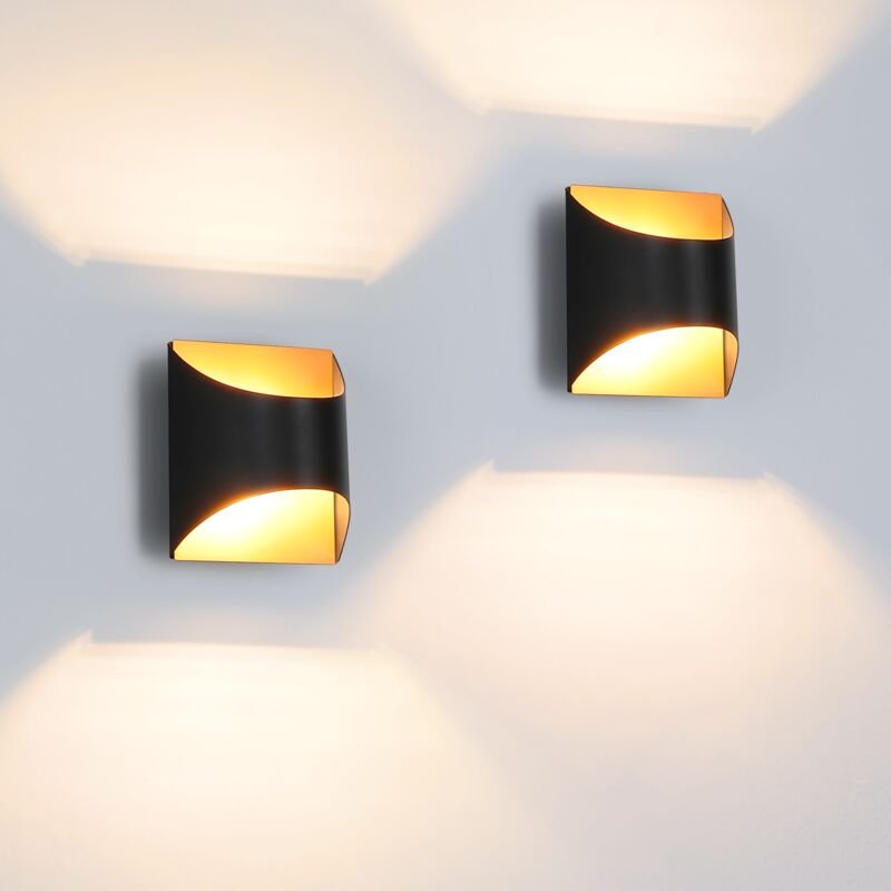 Wandleuchte Innen Wandlampe Schwarz Gold - Up Down Flur Wandlampen Treppenhaus Leuchten Vintage G9 Keramik Wandbeleuchtu...