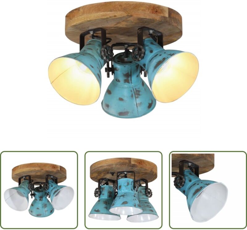 vidaXL Holzleuchte - Deckenleuchte 25 W Blau 35x35x25 cm E27