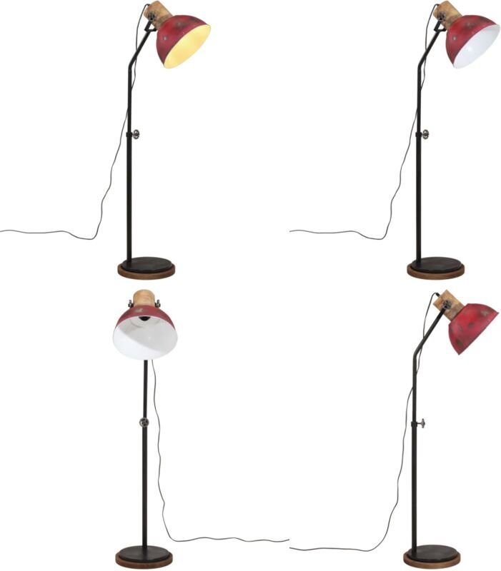 Stehleuchte 25 W Rot 30x30x100-150 cm E27 - Industrielampen - Stehlampe - Wohnraumleuchte - Mangoholzlampe - Vintagelamp...