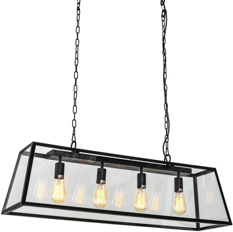 Laverno - Industrie- und Retro-Anhänger schwarz Matt 4 Light, E27 - Italux