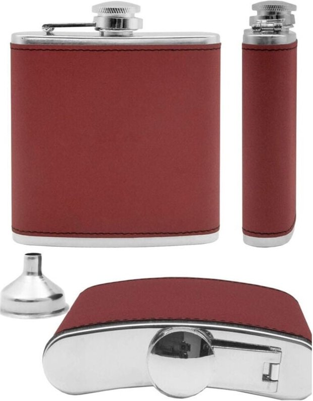 Trade Shop Traesio - Trade Shop - fischetta in acciaio inox design in pelle mit idea regalo 175 ml rosso -
