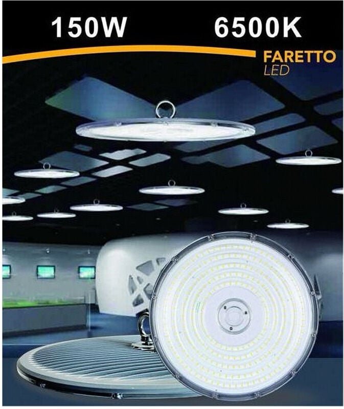 Thumbnail - Trade Shop Traesio - Trade Shop - faro led slim industrie 150W ufo lampada IP65 luce fredda HE02-150W -