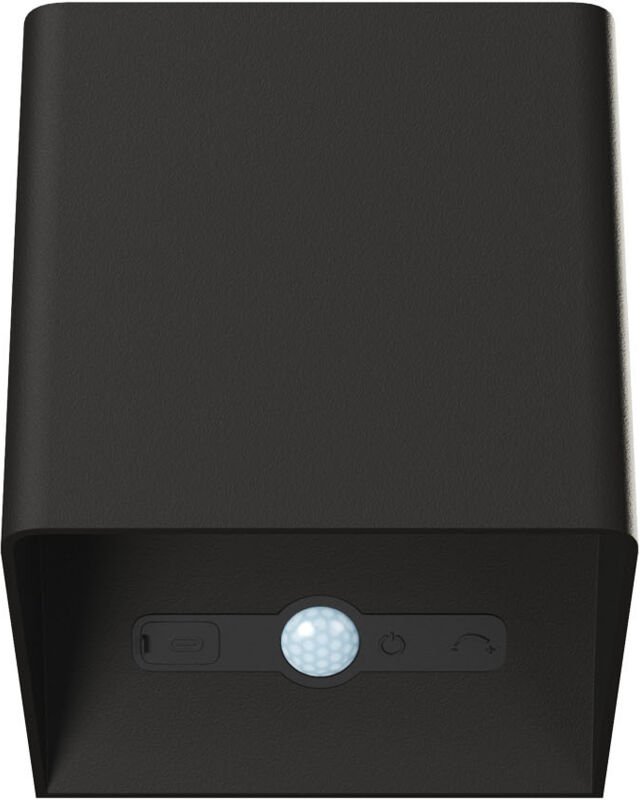 Batteriebetriebene LED-Wandleuchte mit Lek Sensor-Bewegungssensor – 6 w, 3000 k, USB-C-Aufladung, IP54 – Schwarze Wand-D...