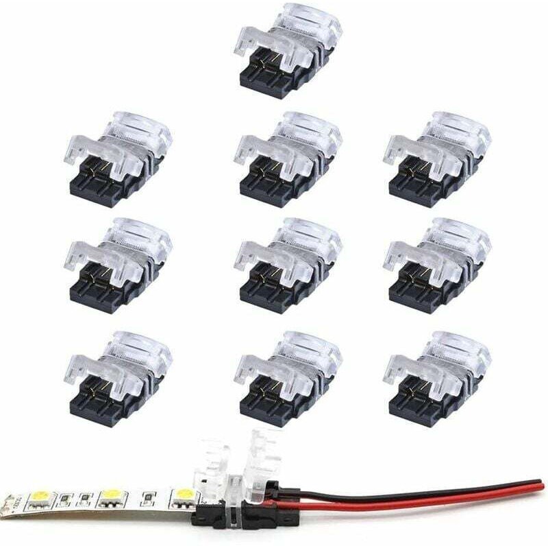 2-poliger LED-Streifenverbinder, 10er-Packung, 2-polige LED-Streifenverbinder für 10 mm SMD 5050/3528 LED-Streifen, einf...