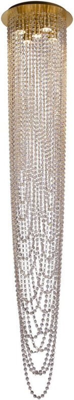 Searchlight Swoop Deckenpendel mit 5 Lichtern, satiniertes Messing und klares Kristall