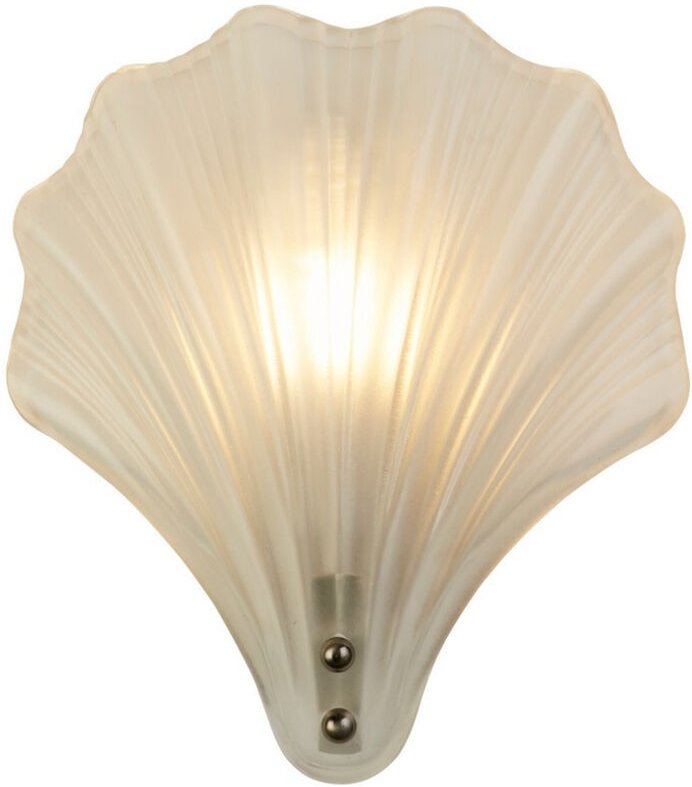 Searchlight Shell 1-flammige Wandleuchte, satiniertes Silbermetall und Milchglas, IP44