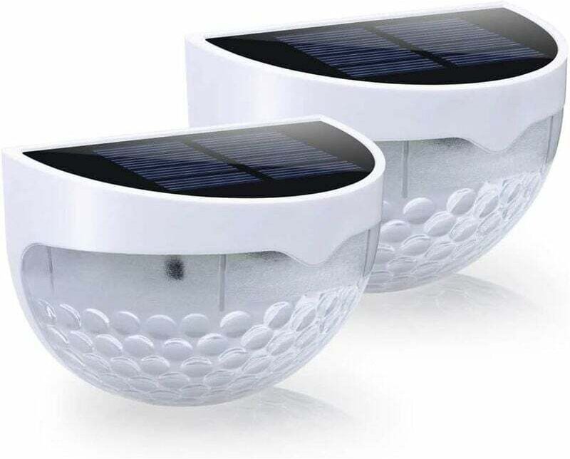 Set mit 2 Solar-LED-Zaunleuchten, für den Außenbereich, wasserdicht, mit Wandhalterung, dekorative Beleuchtung für Garte...