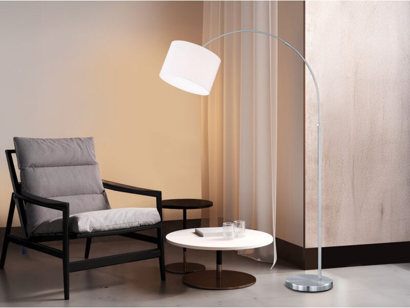 Große Bogenleuchte hotel Stoff Lampenschirm Weiß, Höhe 150-215cm