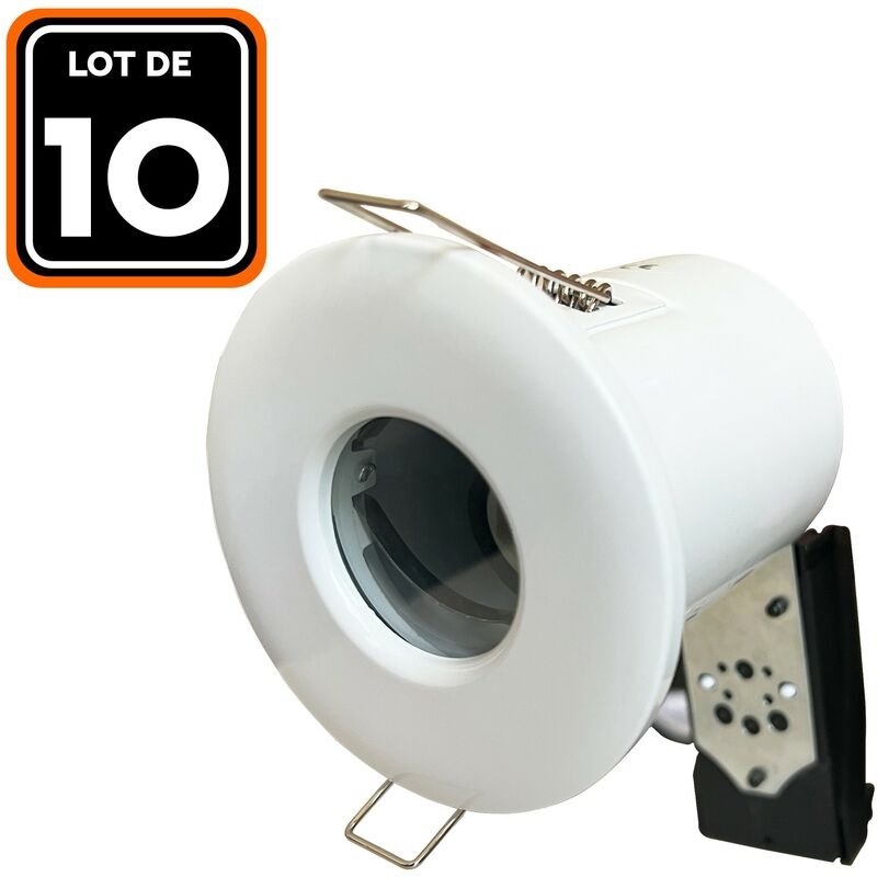10 Support Spot bbc blanc IP65 avec Douille GU10