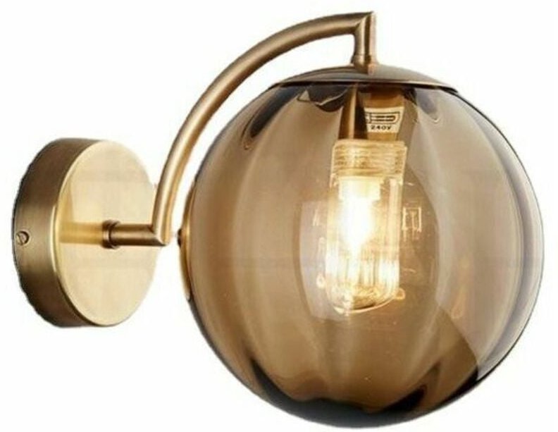 Thumbnail - CHOYCLIT Neue nordische moderne Wandlampe, Ø 15 cm, bernsteinfarbene Glaskugel, Wandleuchte mit Metallhalterung (bernste...
