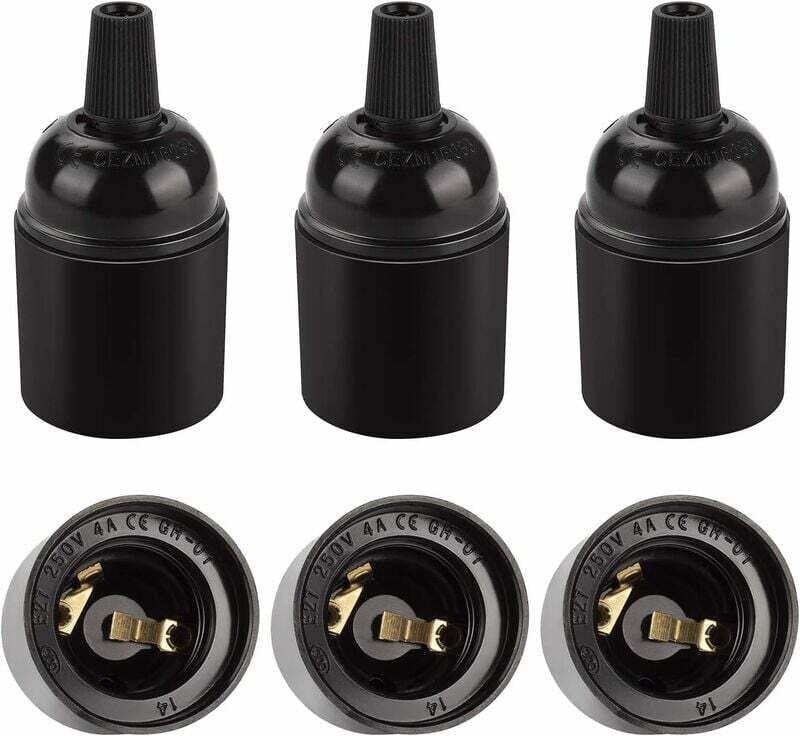 Vintage schwarze E27-Fassung, Retro-Edison-Pendelleuchte, Lampenfassung aus massivem Bakelit, ideal für Dekoration, Indu...