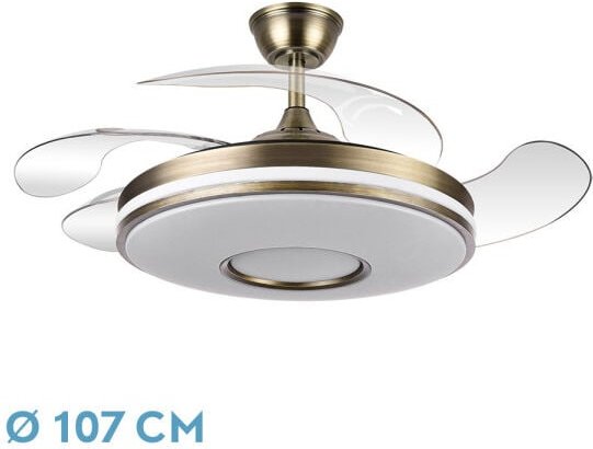 Thumbnail - Ventilator dani 59w 6980lm Leder 4 Flügel klappbar 107d 3000-4000-6000k Fernbedienung, reg.Intensität, Memor. und Timer ...