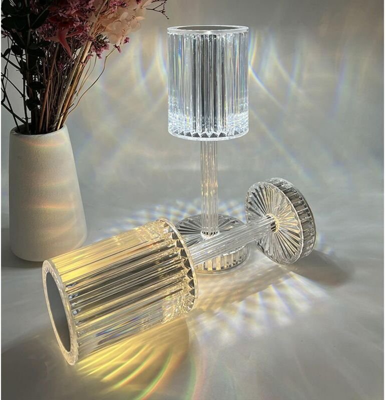 Dreifarbige Tischlampe mit Kristalldiamanten – Nachtlicht mit Schlafzimmeratmosphäre – Lithiumbatterie – Farbtemperatur ...