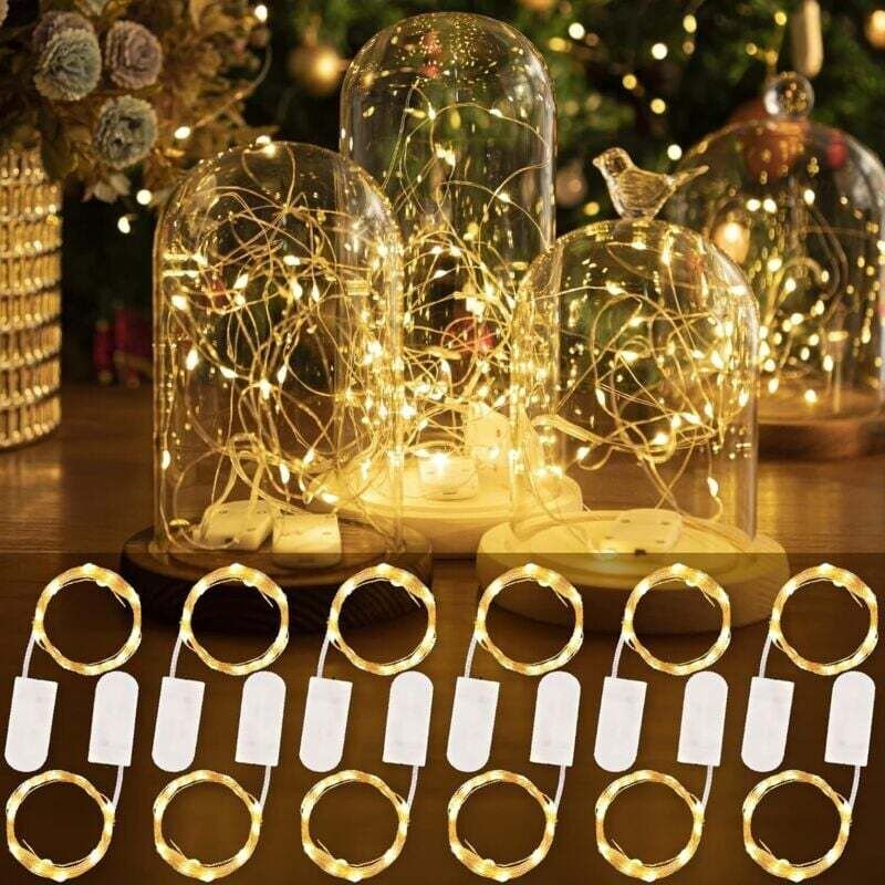 12er-Set batteriebetriebene Lichterkette, 2 m lang, 20 warmweiße Mini-LEDs, wasserdichte Flasche, für drinnen und drauße...