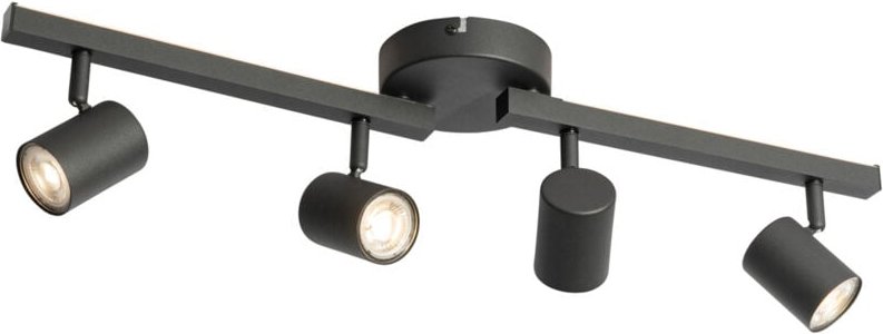 Schwarzer Deckenstrahler GU10 50mm 4-flammig inkl. Hintergrundbeleuchtung - Back Up