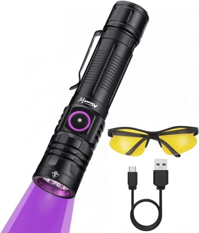 SV143 UV-LED-Taschenlampe (395 nm, 10 W), wiederaufladbar per USB-C, UV-Schwarzlicht, Urindetektor für Harz, Angeln, Sko...