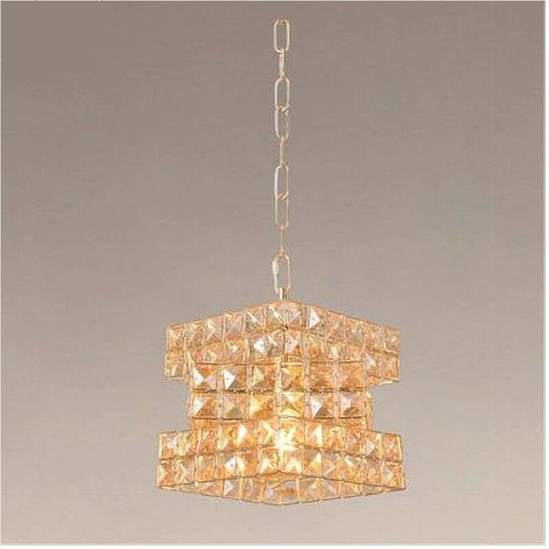 Trade Shop - Hängeleuchter Würfel geflochten mit Kristallen Lampe Licht E27 Gold 32385 -