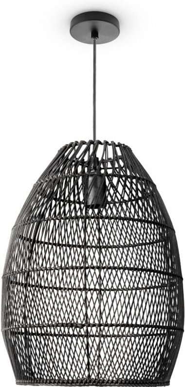 Pendelleuchte Wohnzimmer Boho Korbleuchten Pendellampe Rattan Hängeleuchte Schwarz (Ø30cm), Pendelleuchte - Typ 2 - Paco...