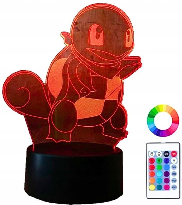Pokemon Go Squirtle Turtle Nachtlicht für Kinder, 16 LEDs, 3D + Fernbedienung