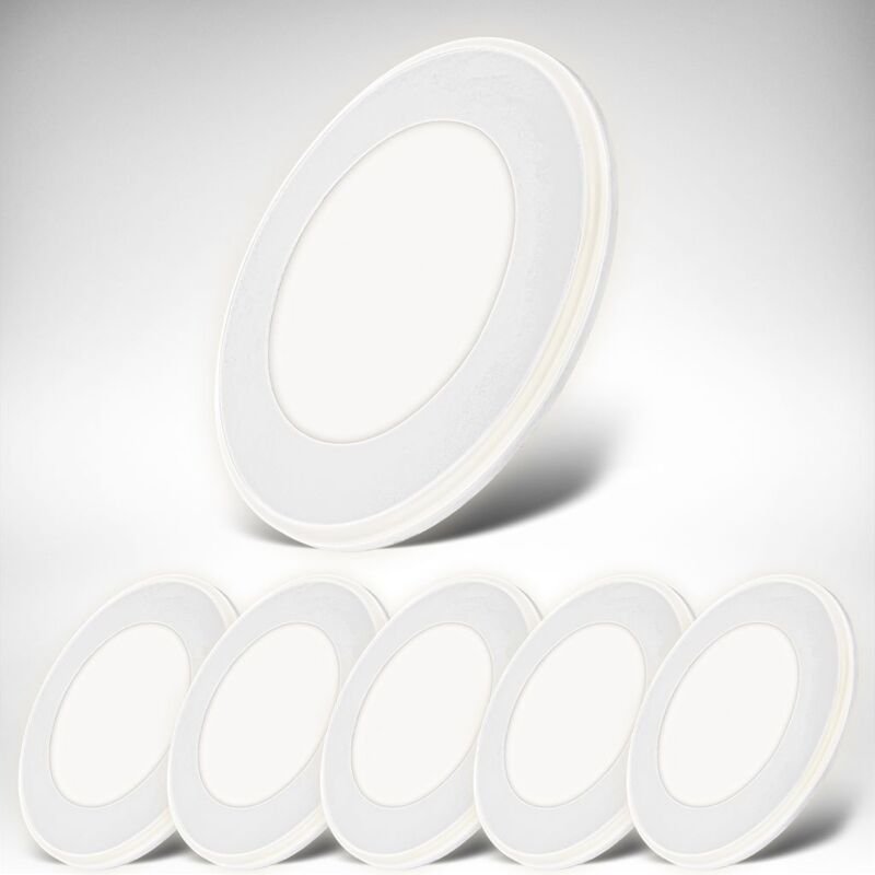 B.k.licht - Einbaustrahler 68mm 6er Set - 230V, 4,9W, 425ml, led, Nachtlichtring, warmweiß, weiß