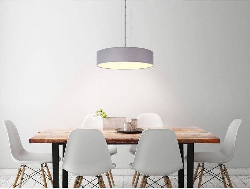 Hängelampe mit Stoffschirm Grau, satinierte Abdeckung, ø 40cm