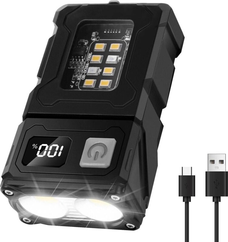 LED-Taschenlampe, leistungsstarkes, ultra-helles, wiederaufladbares, tragbares Licht mit langer Laufzeit, Kappenclip-Lam...