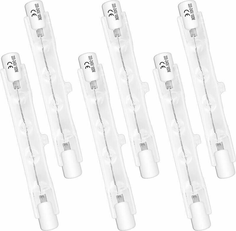 Lot de 6 Ampoules Halogènes R7S 78mm 100W 230V, Lampe à Tube Halogène Dimmable, Lumière Blanche Chaude 2700K, Flux Lumin...