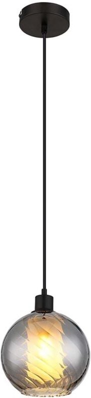 Hängeleuchte Pendelleuchte Wohnzimmerlampe schwarz Glaskugel rauch H 120 cm