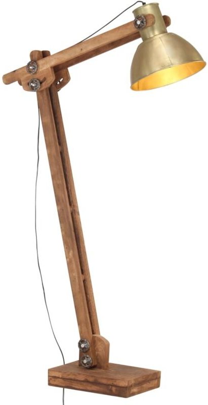 Prolenta Premium Stehlampe Messing Mango Massivholz E27