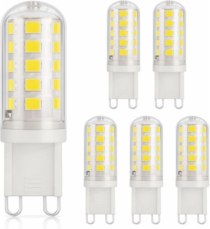 6er-Pack G9-LED-Lampen, 3 W, 350 lm, entspricht 40 W Halogen, Kaltweiß 6000 K, 220–240 V, CRI 82, nicht dimmbar, energie...