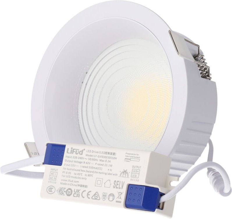 LED-Downlight 20W 4 cct 140LM/W UGR17 Lifud-Treiber