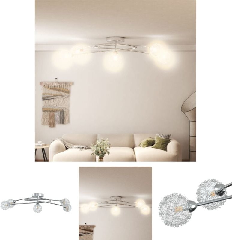 Thumbnail - The Living Store - Deckenleuchte mit Drahtgeflecht-Schirmen für 5 G9 LED-Leuchten - Deckenleuchten - Transparent