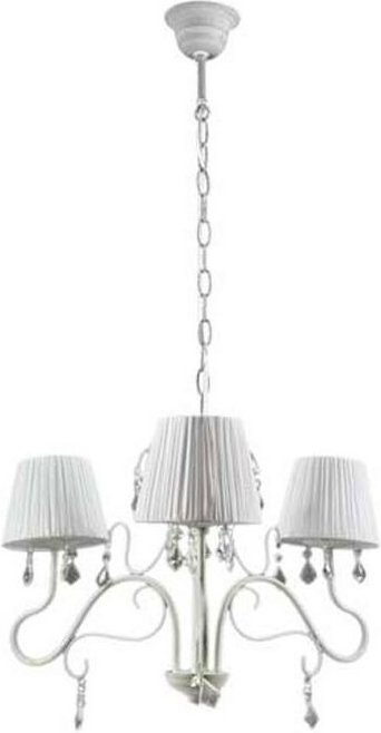 Moderner 3-flammiger weißer Kronleuchter mit 55 cm Stofflampenschirmen