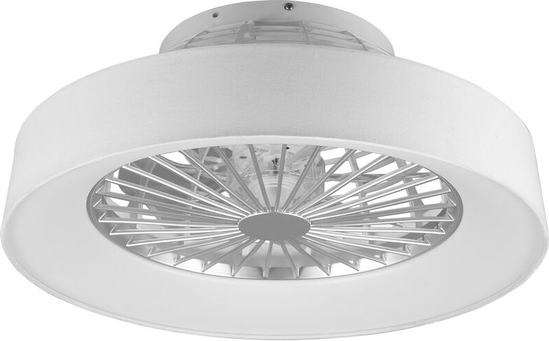 Faresund - LED-Ventilator und Deckenleuchte �47 cm mit wei�er Stoffumrandung, Fernbedienung, Dimmer, Timer, Nachtlicht u...