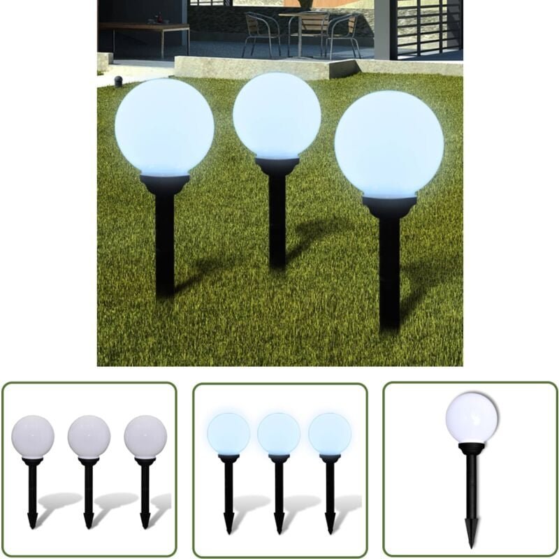 Thumbnail - The Living Store Wegeleuchten 3 Stk. led 20 cm mit Erdspieß - LED-Solarleuchte - Gartenbeleuchtung - Außenleuchte - Sola...