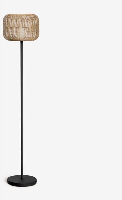 Kabellose LED-Stehleuchte Ovela aus Eisen und geflochtenem Seil Schwarz - Sklum