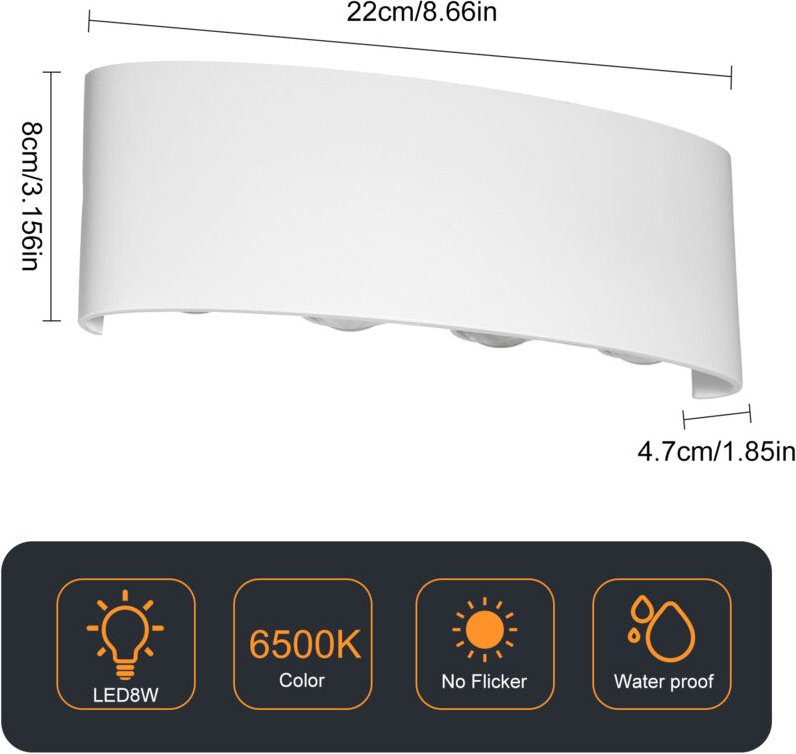Eosnow Neoglint Moderne LED-Wandleuchten, 8 W, Up-Down-Lampe, Kaltweiß, für Flur, Flur, Wohnzimmer, Schlafzimmer