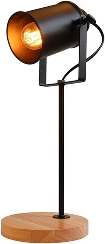 COMELY Schreibtischlampe Vintage aus schwarzem Holz, verstellbare Leselampe, E27-Fassung, für Schlafzimmer, Büro (Glühbi...