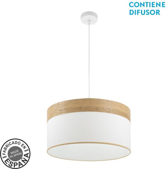 Senko - fabrilamp Cloe Pendelleuchte 2xE27 Weiß/Weiß-Weiß-Holz Regx50x50 cm