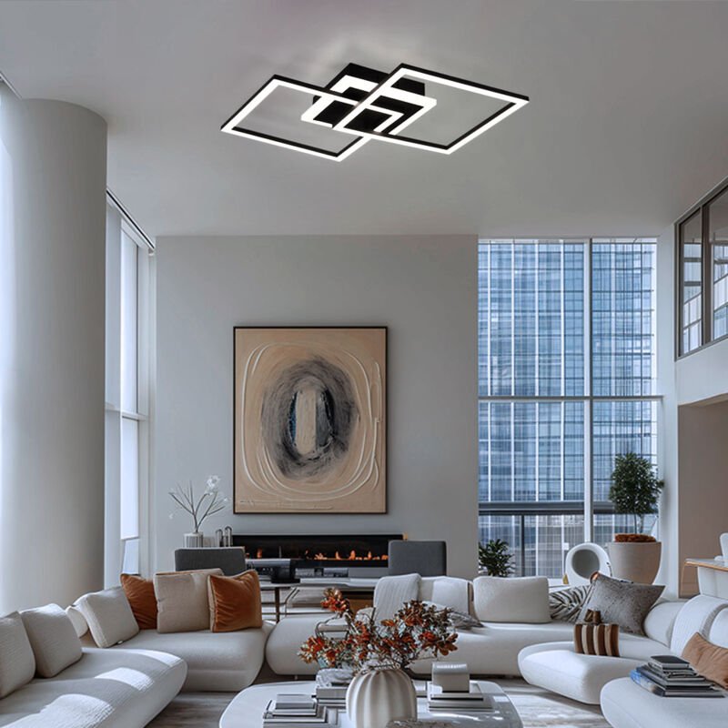 Deckenleuchte Designleuchte Deckenlampe Schlafzimme RL euchte Wohnzimme RL ampe, Switch Dimmer, Metall schwarz matt, 1x ...