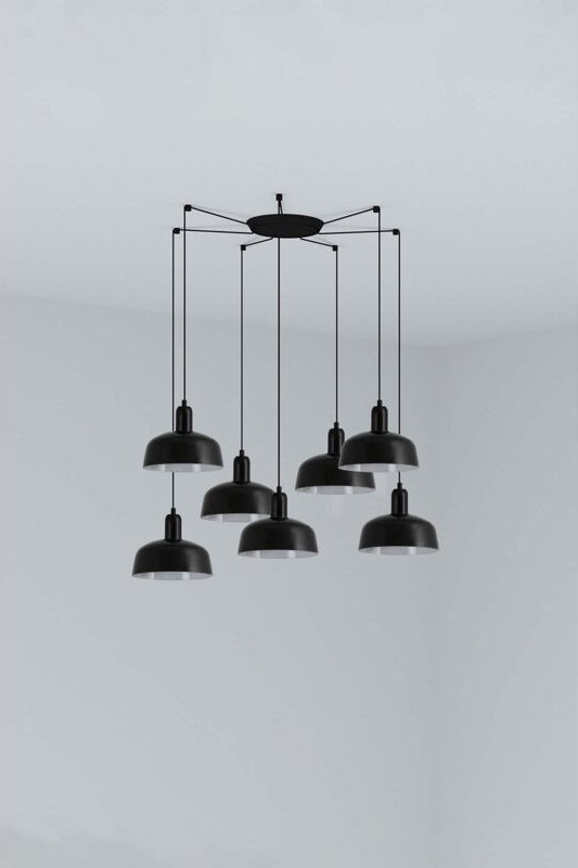 Faro Tatawin Kleine Cluster-Pendelleuchte, schwarz, glänzend, 7 x E27
