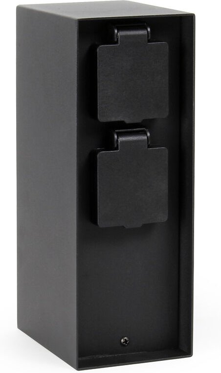 Gartensteckdose 4-fach aus rostfreiem Stahl, eckige Steckdosensäule mit IP44 für Außenbereiche