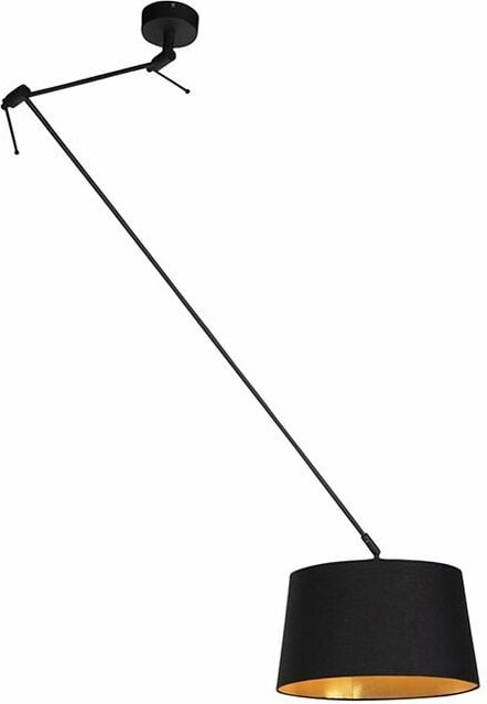 Hängelampe mit Baumwollschirm schwarz mit Gold 35 cm - Blitz i schwarz