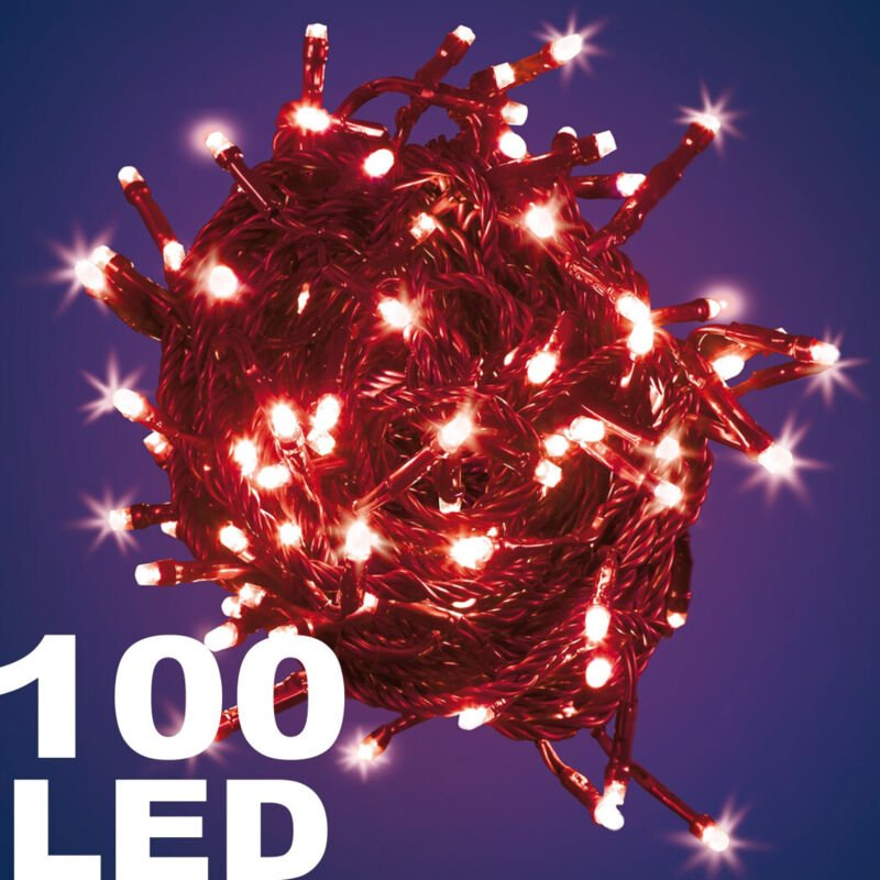 Thumbnail - Trade Shop Traesio - Trade Shop - catena luminosa 100 luci led lucciole luce rossa rosso mit controller 8 functions -