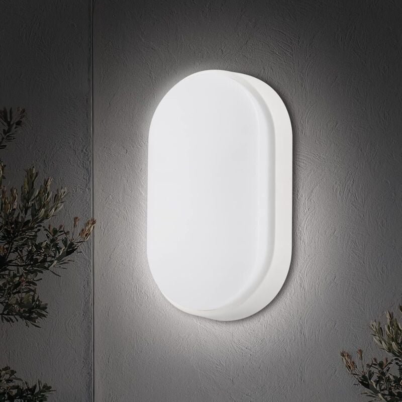 Elliptische LED-Schottleuchte, Decken- und Wandleuchte, 20 W, 4000 K, 1000 lm, IP54, für den Innen- und Außenbereich, We...